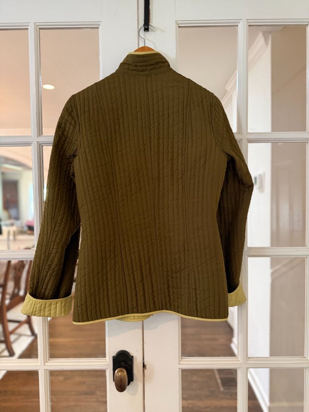 Sigrid Olsen silk reversible jacket chartreuse and brown - Picture 5 of 6